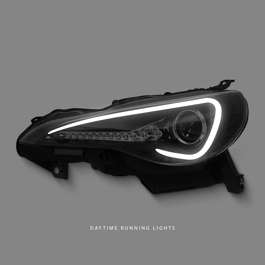 Toyota 86 ZN6 (2012 - 2016) Sequential Black 3D LED DRL Projector Headlights LH + RH