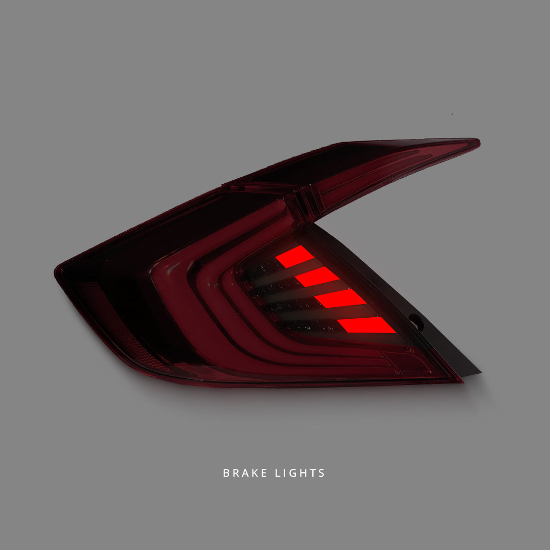Honda Civic FK (2016 - 2019) Smoke Red LED Dynamic Tail Lights LH + RH