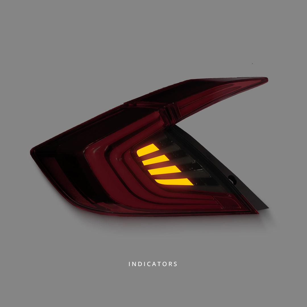 Honda Civic FK (2016 - 2019) Smoke Red LED Dynamic Tail Lights LH + RH