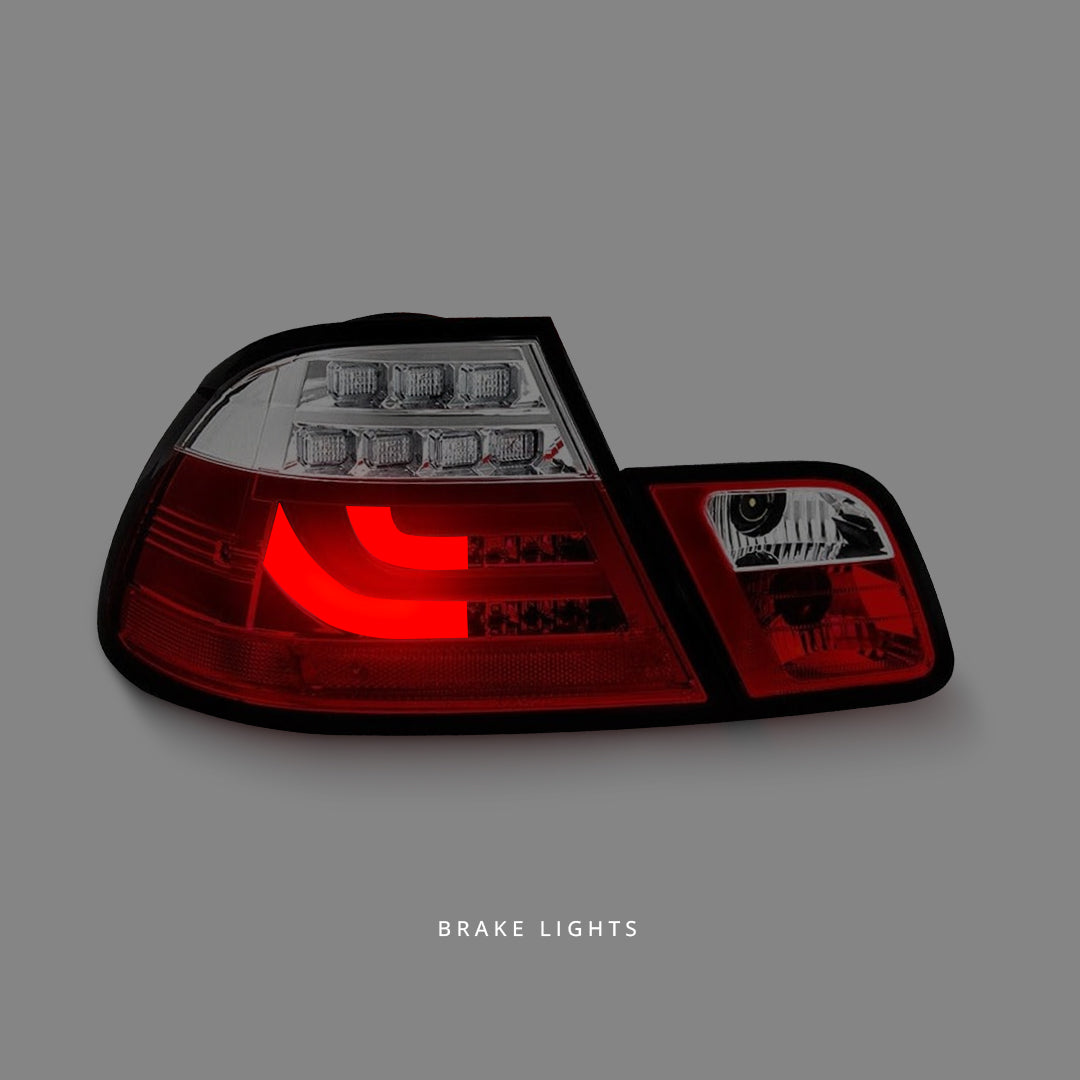 BMW 3 Series E46 (1999 - 2002) Clear Red 3D LED Tail Lights LH + RH