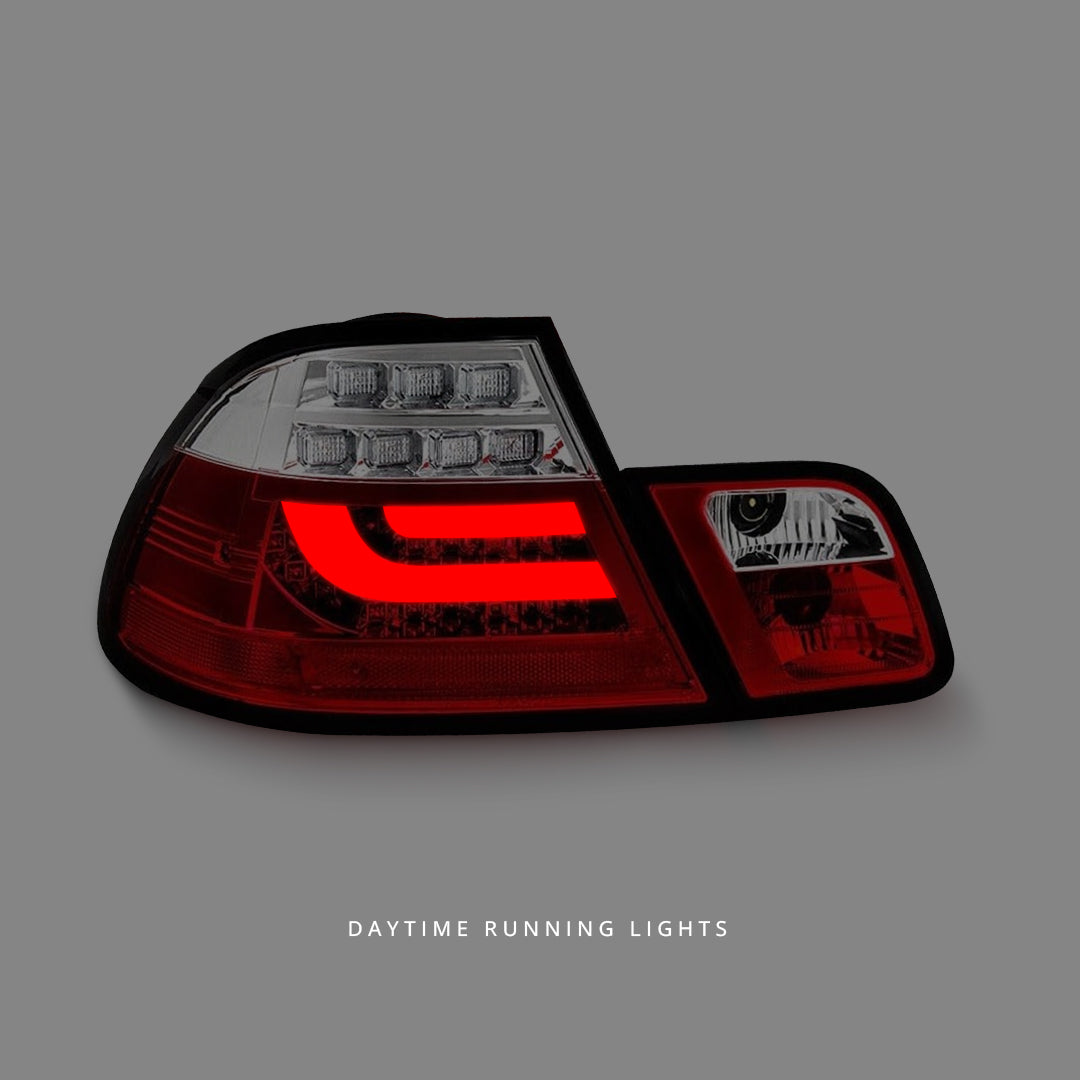 BMW 3 Series E46 (1999 - 2002) Clear Red 3D LED Tail Lights LH + RH