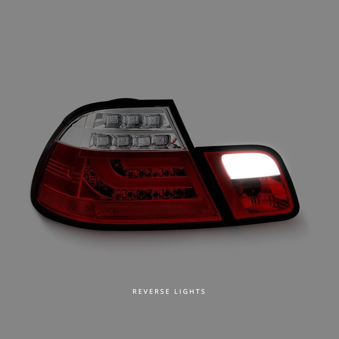 BMW 3 Series E46 (1999 - 2002) Clear Red 3D LED Tail Lights LH + RH