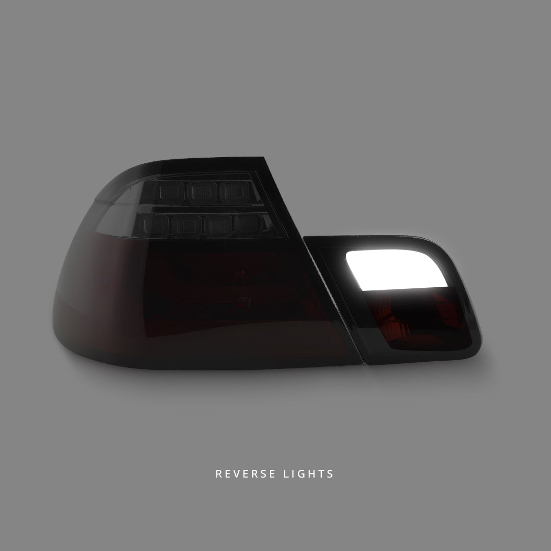 BMW 3 Series E46 (1999 - 2002) Smoke Red 3D LED Tail Lights LH + RH