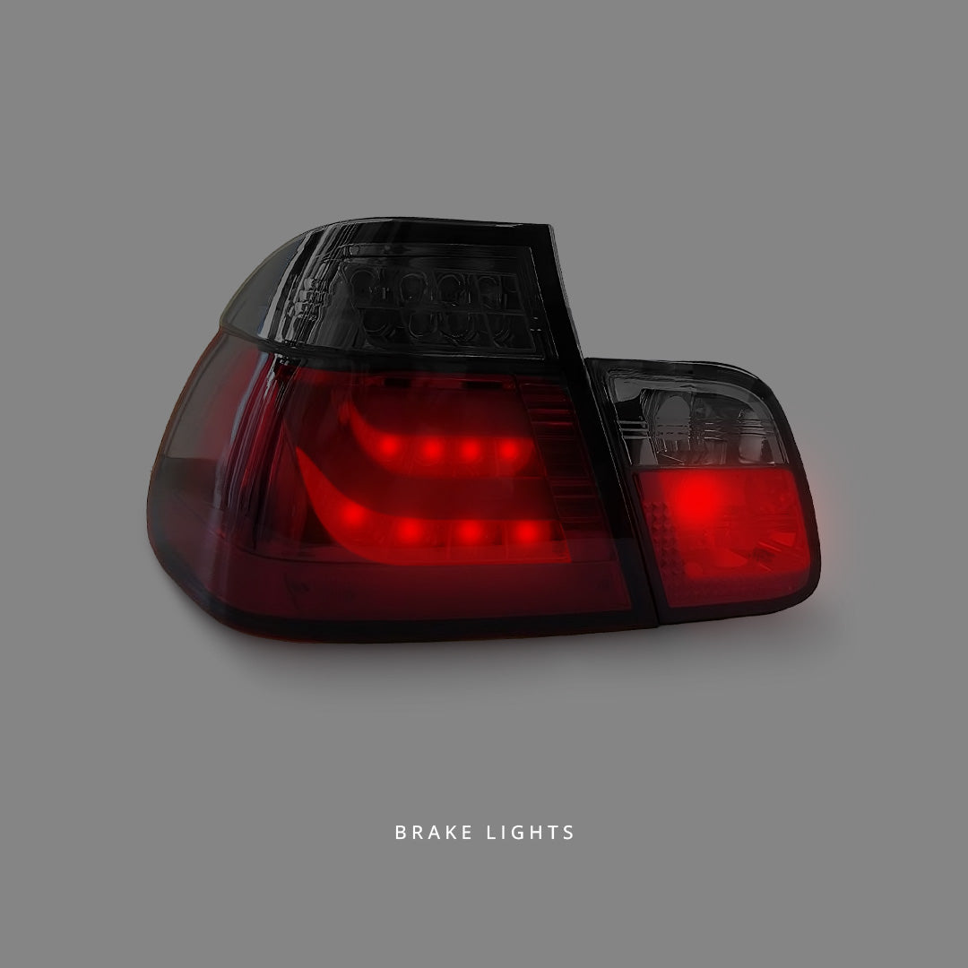 BMW 3 Series E46 (1998 - 2001) Smoke Red LED 3D Tail Lights LH + RH