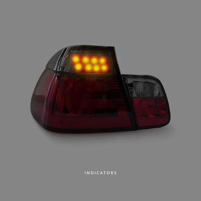 BMW 3 Series E46 (1998 - 2001) Smoke Red LED 3D Tail Lights LH + RH