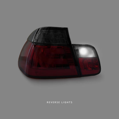BMW 3 Series E46 (1998 - 2001) Smoke Red LED 3D Tail Lights LH + RH