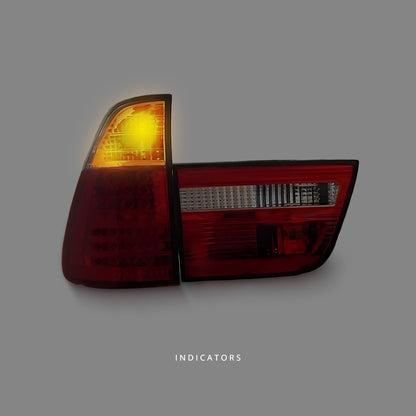 BMW X5 E53 (1999 - 2002) Clear Red LED Tail Lights LH + RH