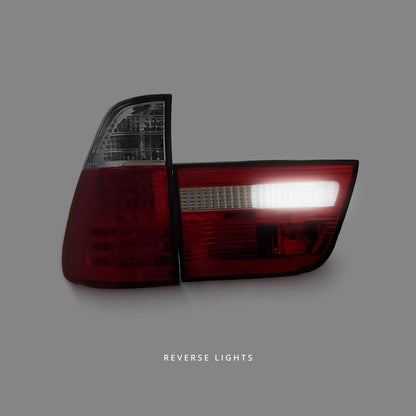 BMW X5 E53 (1999 - 2002) Clear Red LED Tail Lights LH + RH