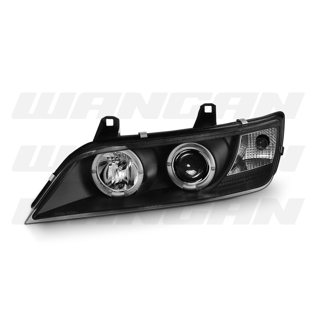 BMW Z3 E36 (1996 - 2002) Black LED Angel Eyes Projector Headlights LH + RH