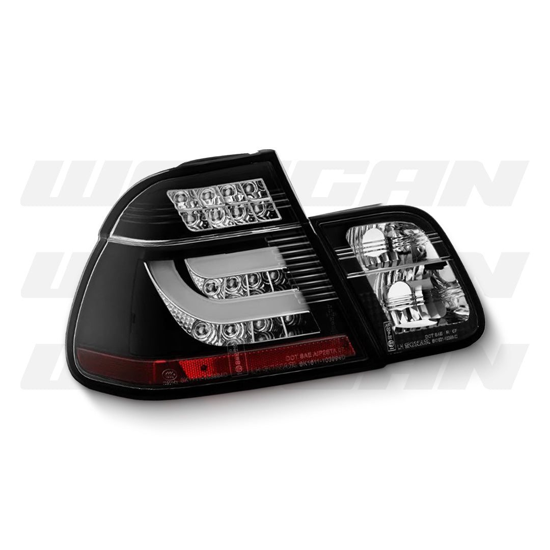 BMW 3-Series E46 Sedan (2002 - 2005) Black 3D LED Tail Lights LH + RH