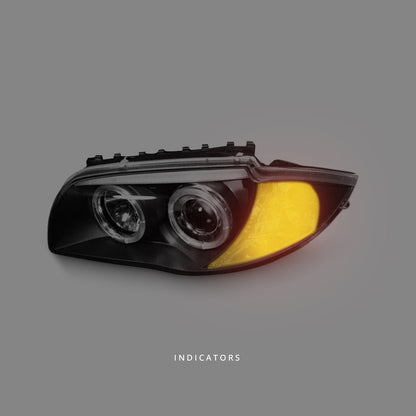 BMW 1-Series E81 / E82 / E87 / E88 (2004 - 2011) Black LED Angel Eyes Projector Headlights LH + RH