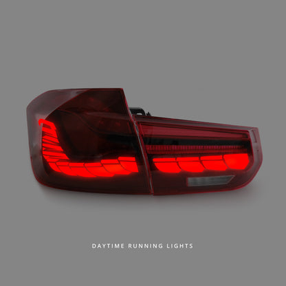 BMW 3 Series F30 / F35 / F80 (2012 - 2018) Clear Red OLED Sequential Bar Blinker Tail Lights LH + RH