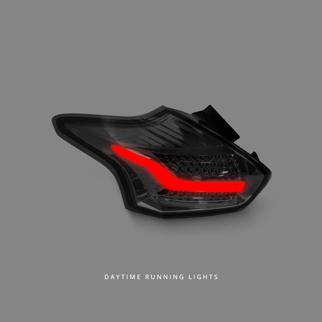 Ford Focus LZ (2015 - 2018) Sequential Smoke Red Full LED 3D Light Bar Tail Lights LH + RH