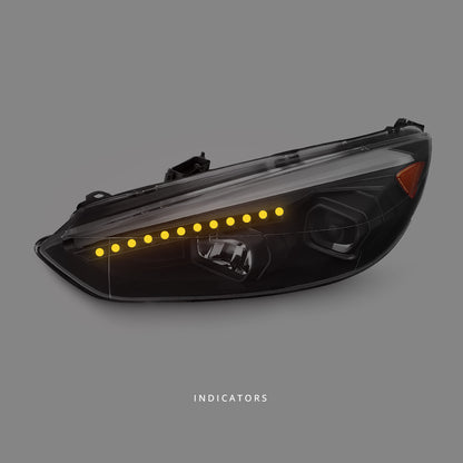 Ford Focus LZ (2015 - 2018) Sequential Black 3D LED DRL Projector Headlights LH + RH