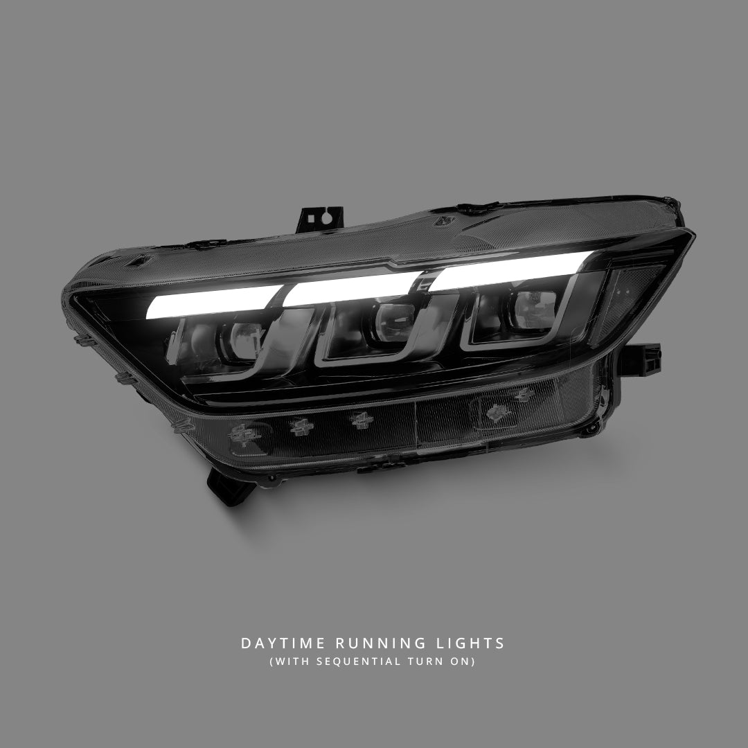 Ford Mustang GT350 / GT500 FM / FN (2015 - 2017) Sequential Tri-LED DRL Projector Headlights LH + RH