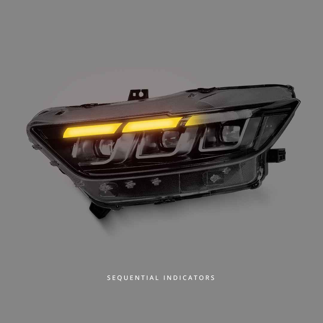 Ford Mustang GT350 / GT500 FM / FN (2015 - 2017) Sequential Tri-LED DRL Projector Headlights LH + RH