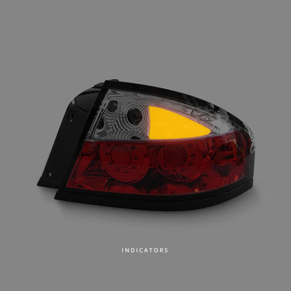 Ford Falcon BA / BF (2002 - 2007) Clear Red LED Tail Lights LH + RH
