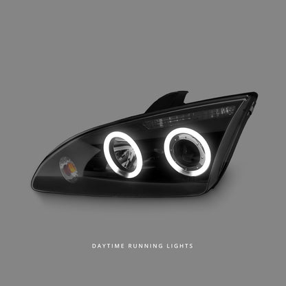 Ford Focus XR5 Zetec (2004 - 2007) Black CCFL Projector Headlights LH + RH