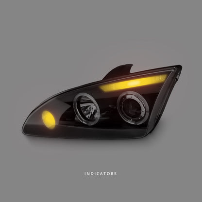 Ford Focus XR5 Zetec (2004 - 2007) Black CCFL Projector Headlights LH + RH