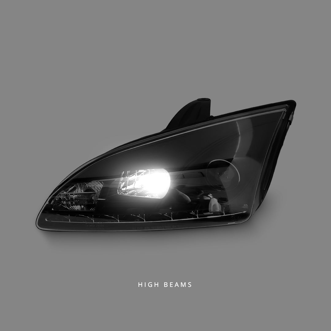Ford Focus XR5 Zetec (2004 - 2008) Black LED DRL Projector Headlights LH + RH