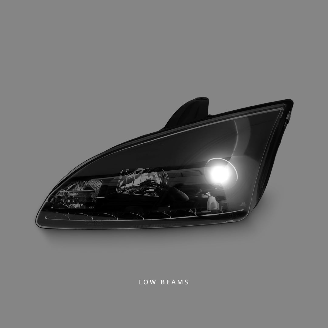 Ford Focus XR5 Zetec (2004 - 2008) Black LED DRL Projector Headlights LH + RH