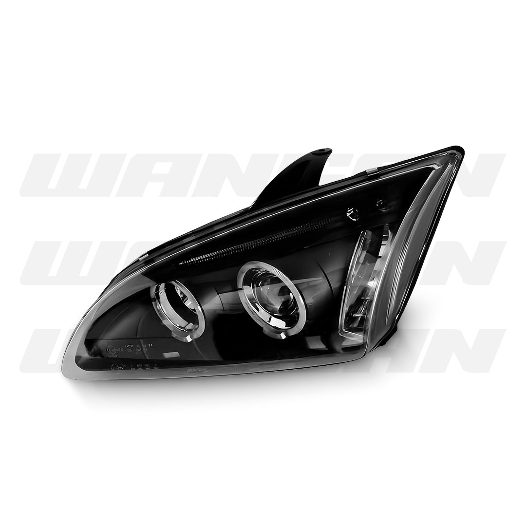 Ford Focus MK2 XR5 Zetec (2004 - 2007) Black LED Angel Eyes Projector Headlights LH + RH