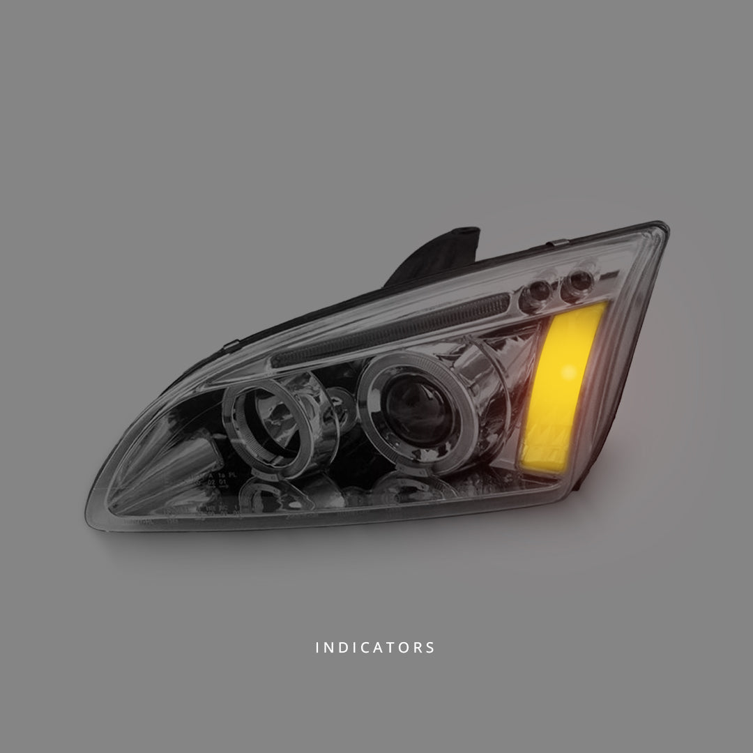 Ford Focus MK2 XR5 Zetec (2004 - 2007) Clear LED Angel Eyes Projector Headlights LH + RH