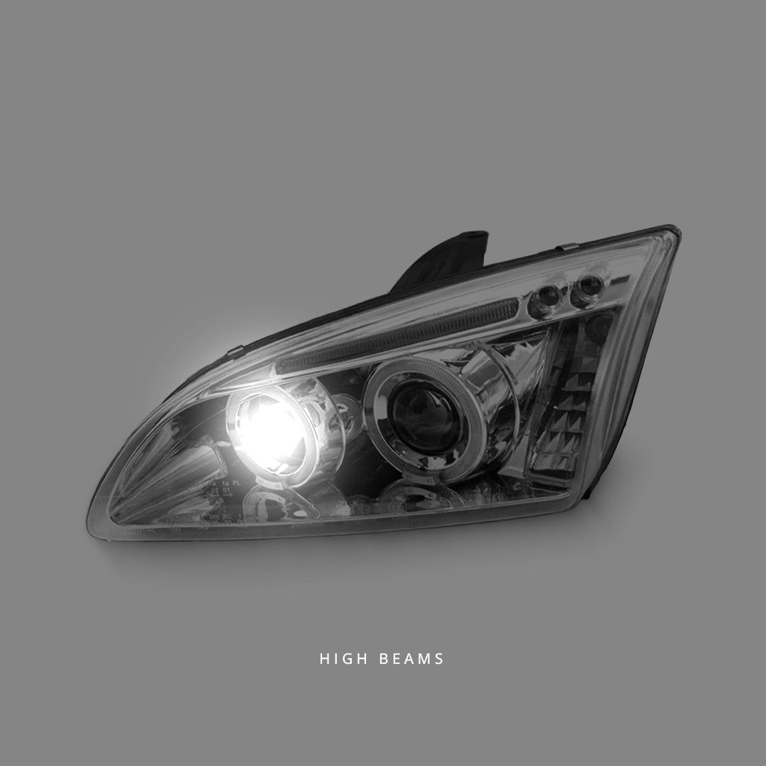 Ford Focus MK2 XR5 Zetec (2004 - 2007) Clear LED Angel Eyes Projector Headlights LH + RH