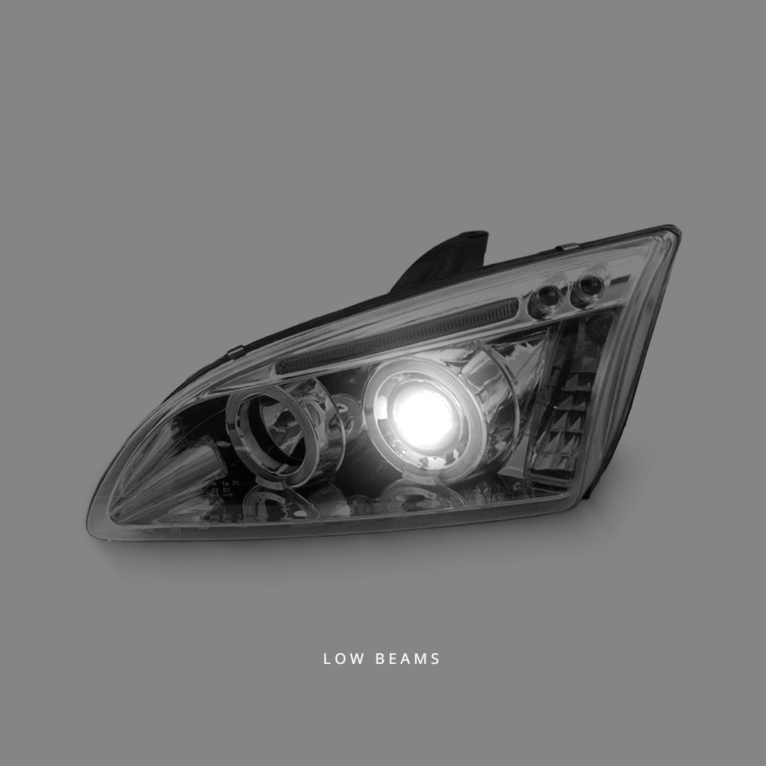Ford Focus MK2 XR5 Zetec (2004 - 2007) Clear LED Angel Eyes Projector Headlights LH + RH