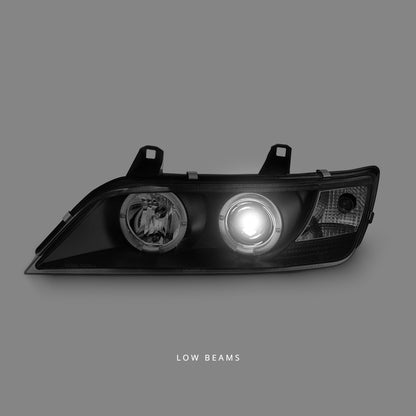 BMW Z3 E36 (1996 - 2002) Black LED Angel Eyes Projector Headlights LH + RH