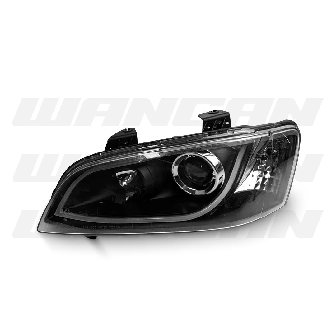 Holden Commodore VE Series 1 (2006 - 2010) Black 3D LED DRL Projector Headlights LH + RH