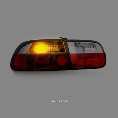 Honda Civic EG (1991 - 1995) Clear Red Altezza Style Tail Lights LH + RH