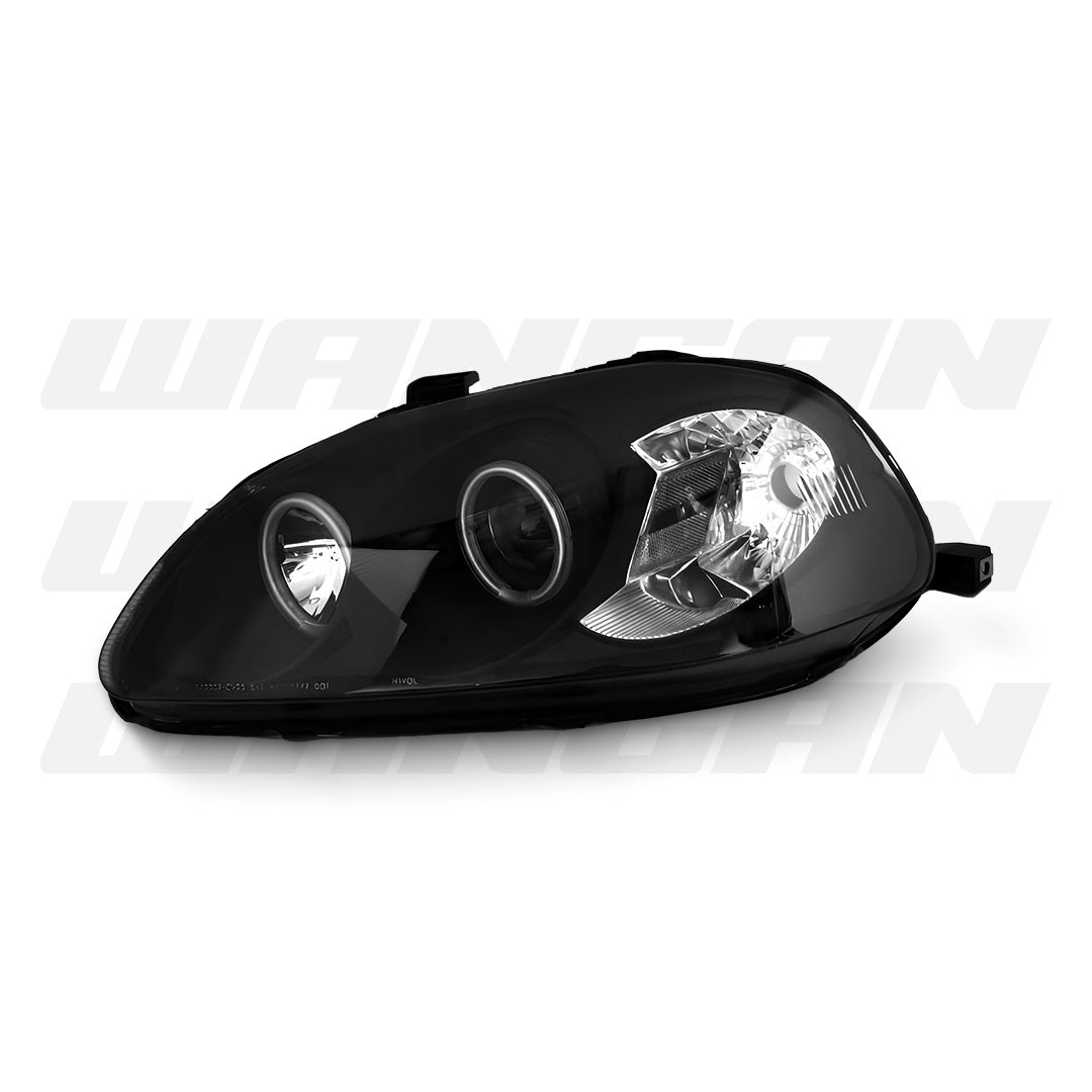 Honda Civic EK (1996 - 1998) Black CCFL Angel Eyes Projector Headlights LH + RH