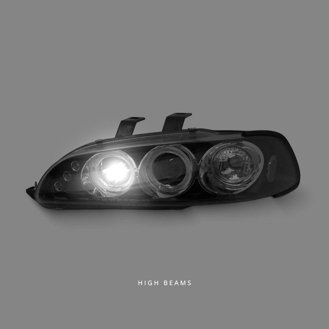 Honda Civic EG / EH (1991 - 1995) Black LED Angel Eyes Projector Headlights LH + RH