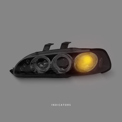Honda Civic EG / EH (1991 - 1995) Black LED Angel Eyes Projector Headlights LH + RH