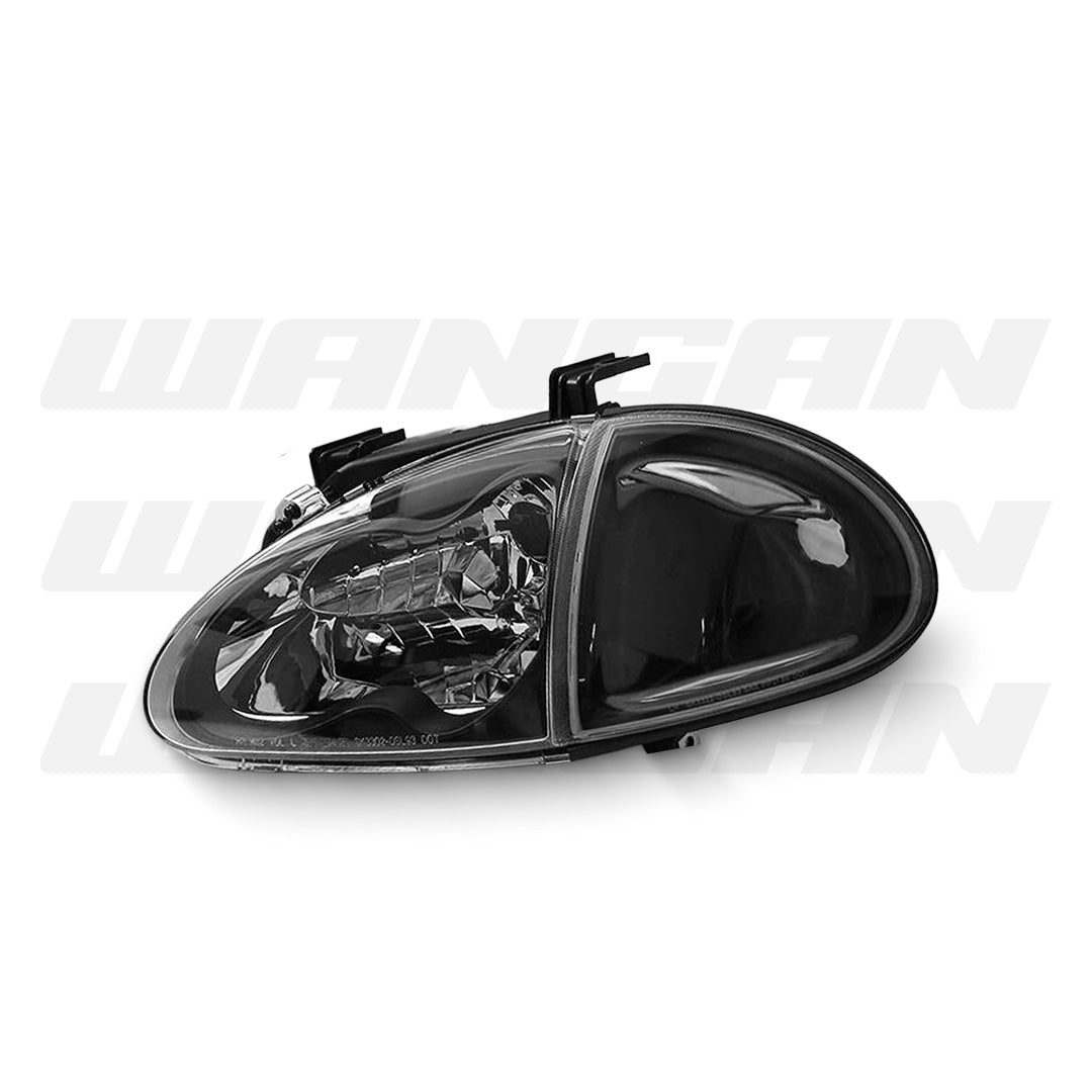 Honda CRX Del Sol VTiR (1992 - 1997) Black OEM Style Headlights & Corner Lights LH + RH