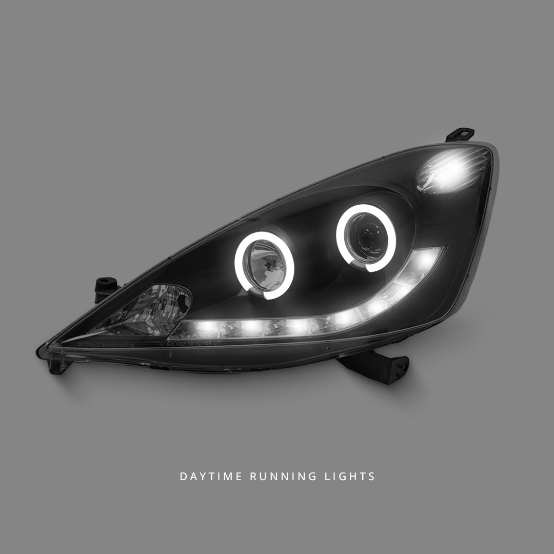 Honda Jazz GE (2008 - 2011) Black LED DRL CCFL Projector Headlights LH + RH