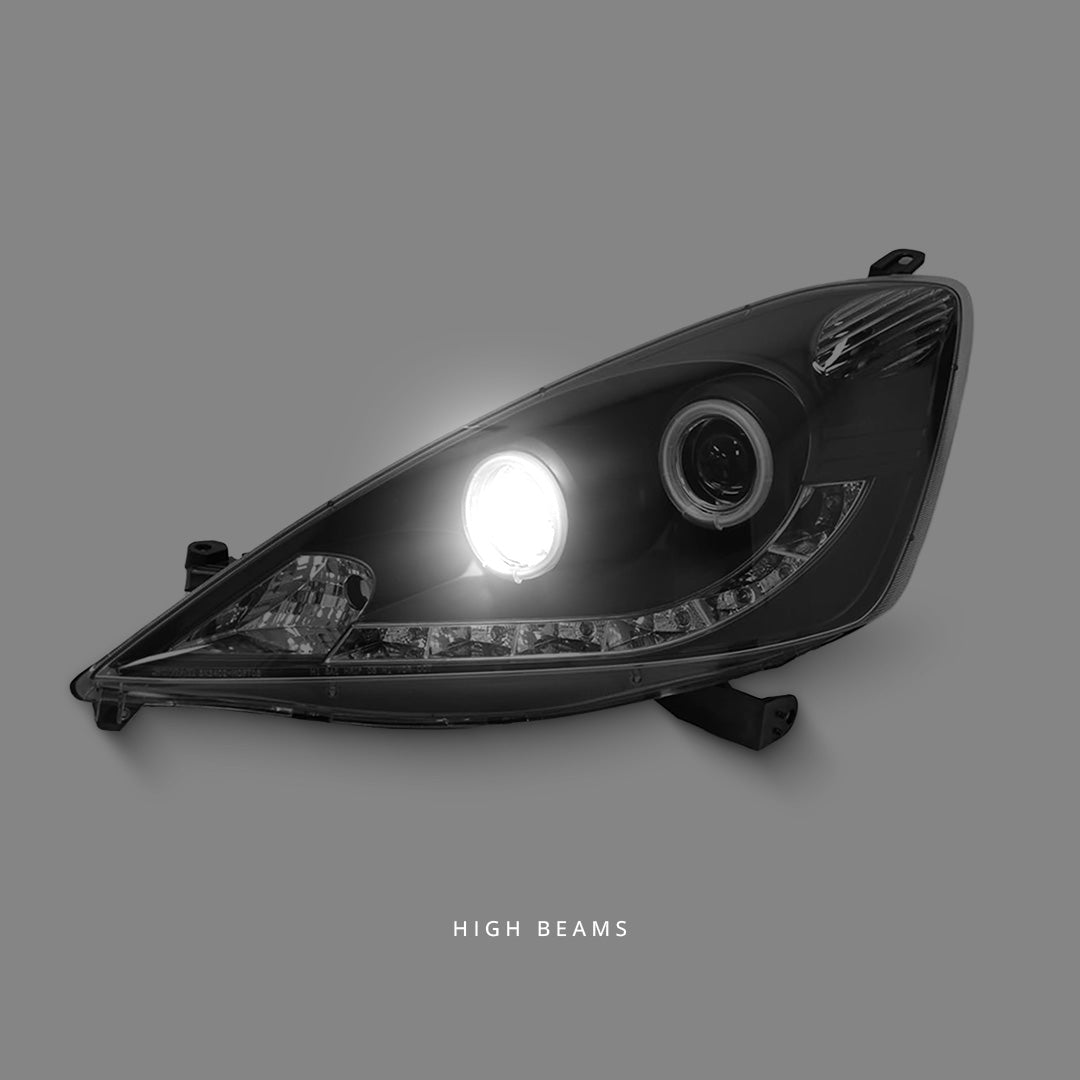 Honda Jazz GE (2008 - 2011) Black LED DRL CCFL Projector Headlights LH + RH