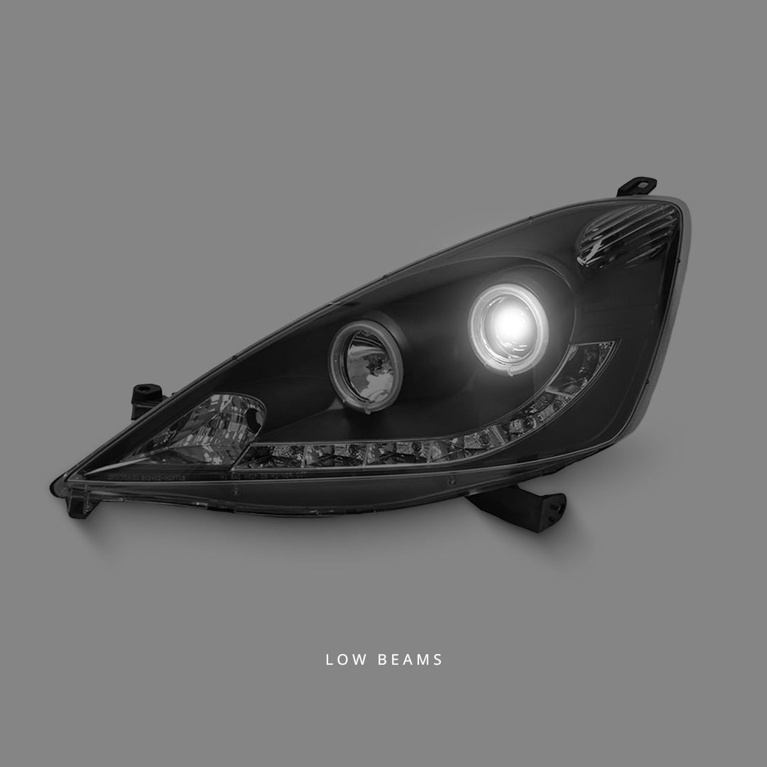 Honda Jazz GE (2008 - 2011) Black LED DRL CCFL Projector Headlights LH + RH