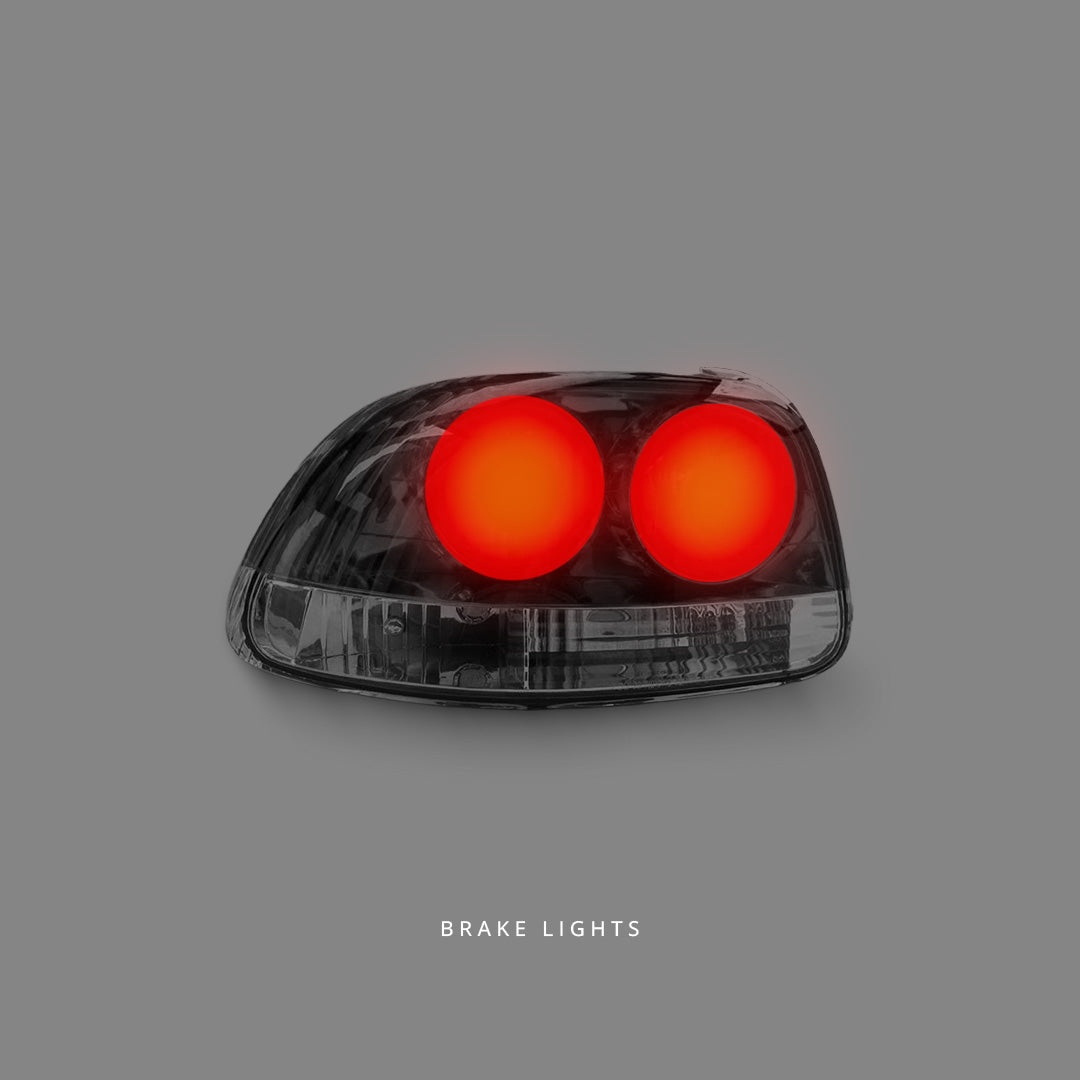 Honda CRX Del Sol (1992 - 1998) Crystal Clear Red Tail Lights LH + RH