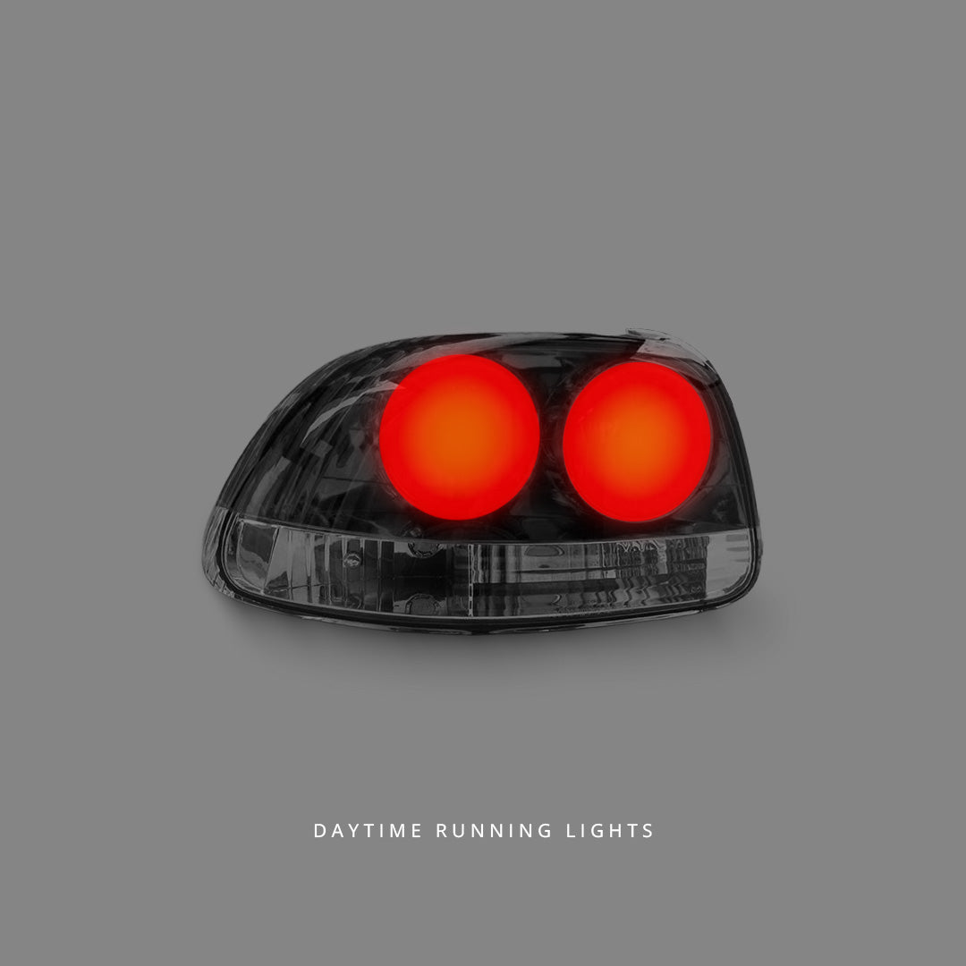 Honda CRX Del Sol (1992 - 1998) Crystal Clear Red Tail Lights LH + RH