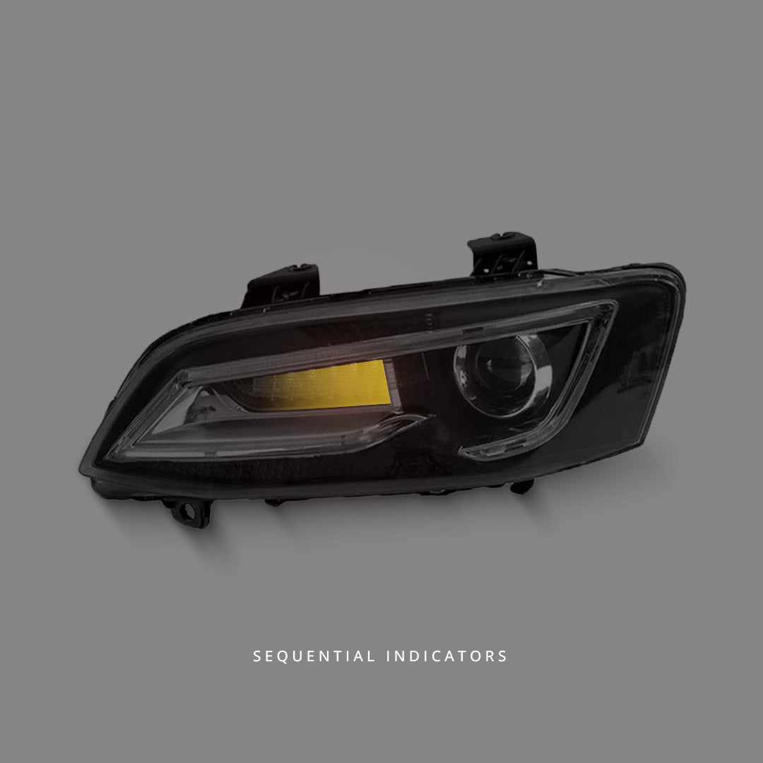 Holden Commodore VE Series 1 & 2 (2006 - 2013) Sequential Black LED DRL Projector Headlights LH + RH