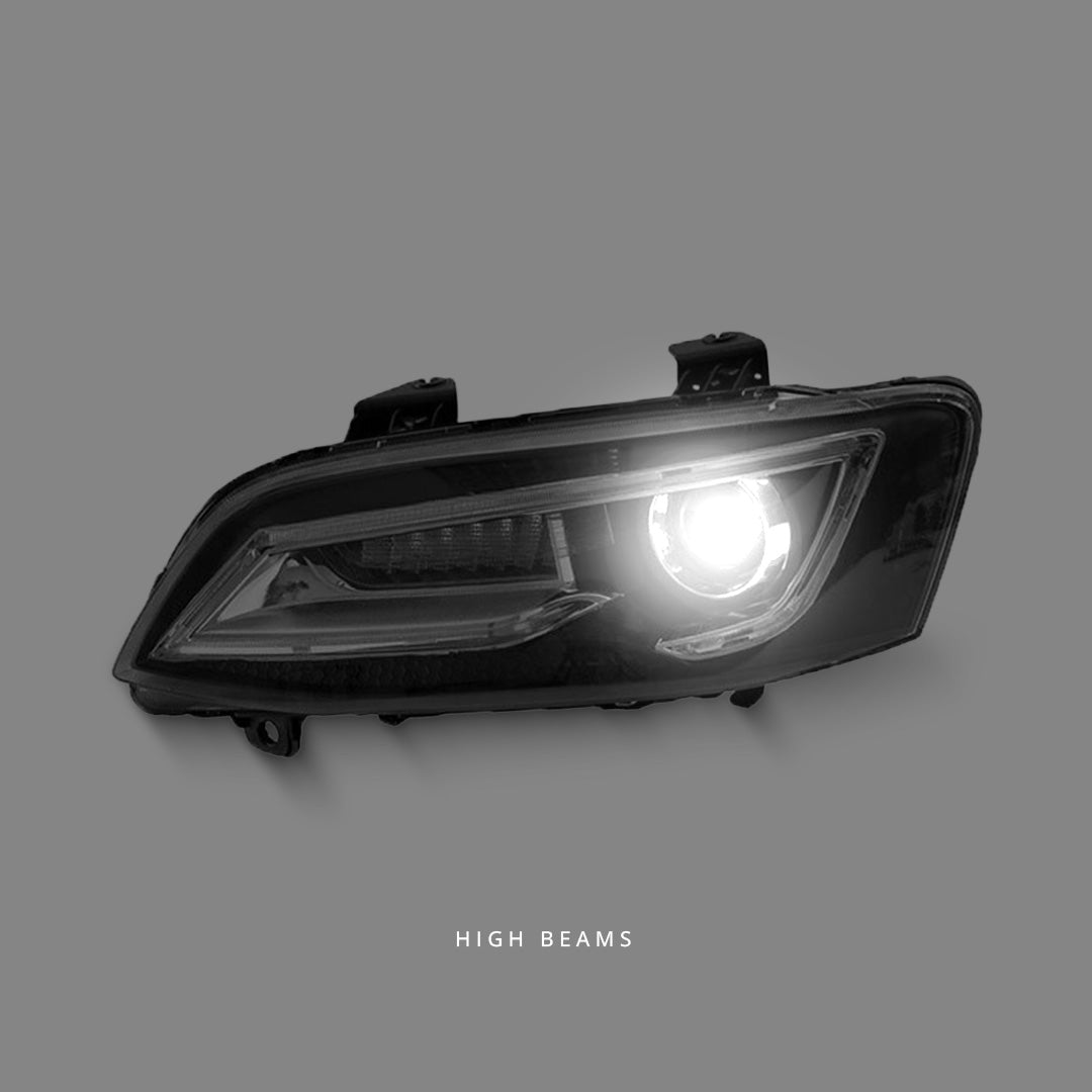 Holden Commodore VE Series 1 & 2 (2006 - 2013) Sequential Black LED DRL Projector Headlights LH + RH
