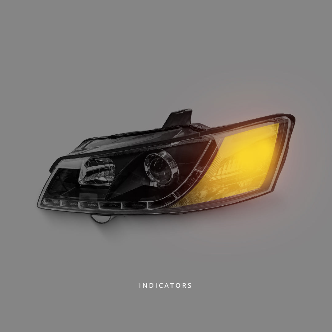 Holden Commodore VY (2002 - 2004) Black LED DRL Projector Headlights LH + RH