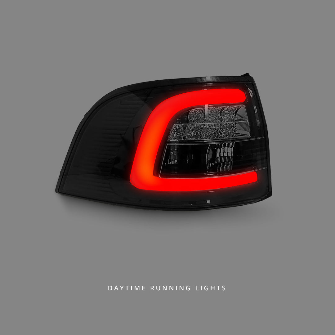 Holden Commodore VE / VF (2008 - 2016) 3D Light Bar Black LED Tail Lights LH + RH