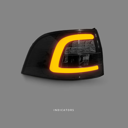 Holden Commodore VE / VF (2008 - 2016) 3D Light Bar Black LED Tail Lights LH + RH
