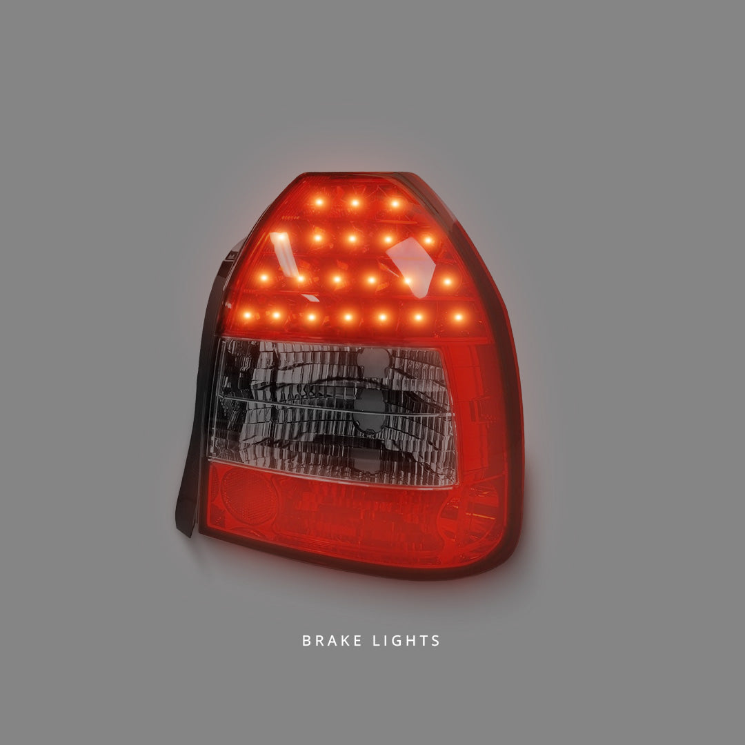 Honda Civic EK (1996 - 2000) Clear Red LED Tail Lights LH + RH
