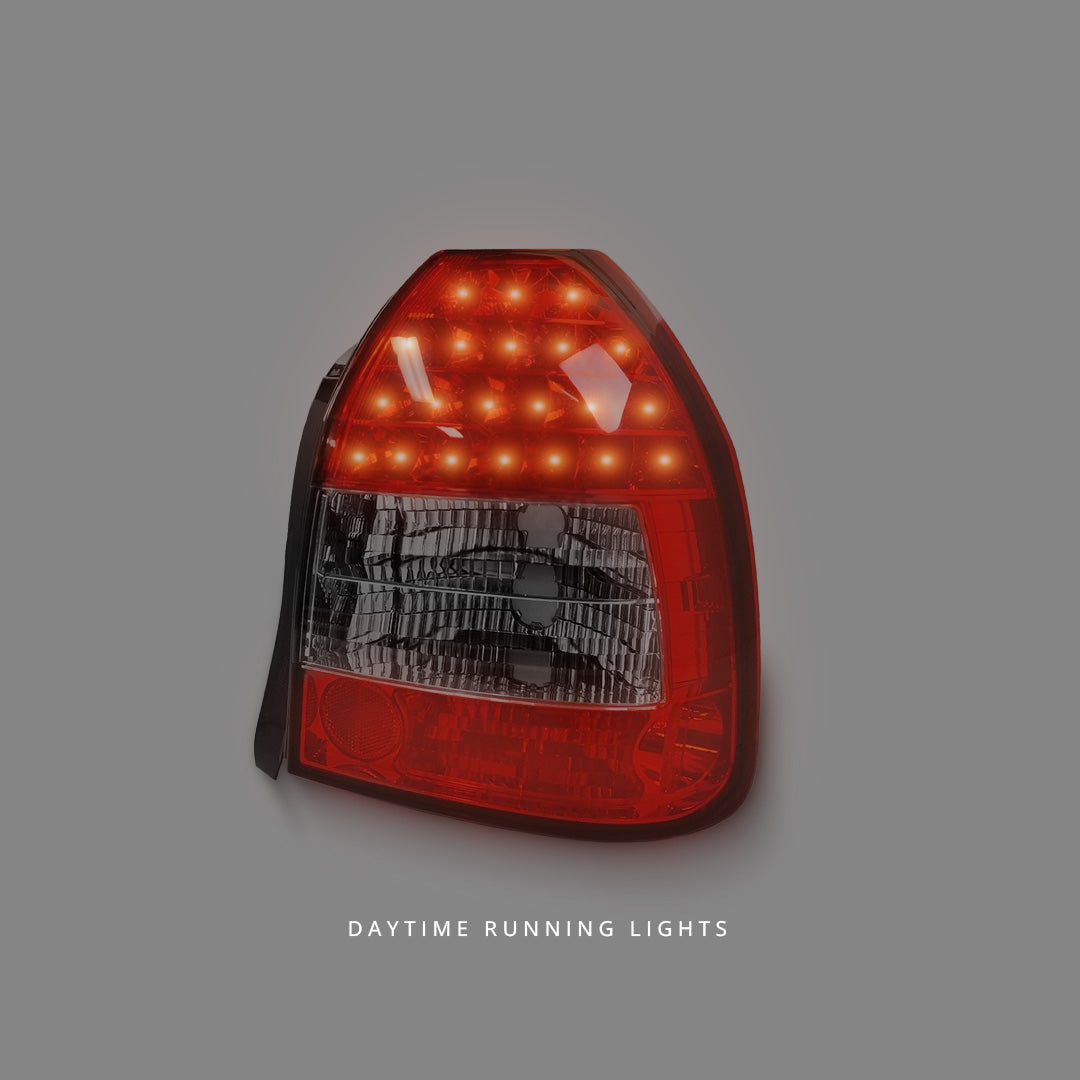 Honda Civic EK (1996 - 2000) Clear Red LED Tail Lights LH + RH