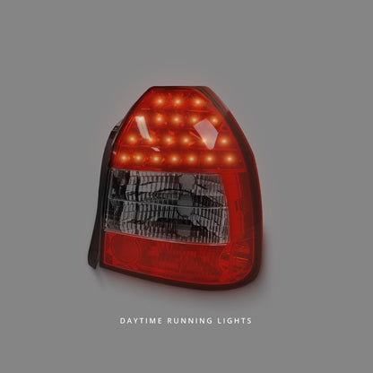 Honda Civic EK (1996 - 2000) Clear Red LED Tail Lights LH + RH