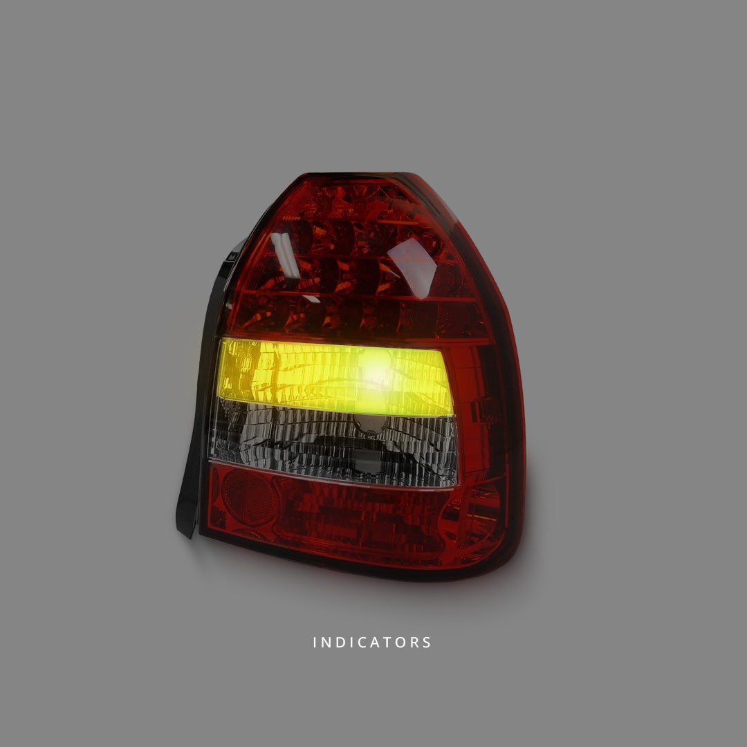 Honda Civic EK (1996 - 2000) Clear Red LED Tail Lights LH + RH